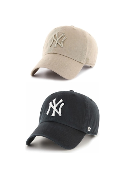 Gyes Spor Ny Şapka Unisex 2'li Takım Arkası Cırtlı Ayarlanabilir Acik Bej Siyah Açık Bej