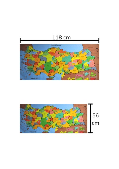 Buffer Renkli Türkiye Haritası Manyetik Yapıştırıcı Gerektirmeyen Duvar Stickerı 118 Cm 56 Cm 11