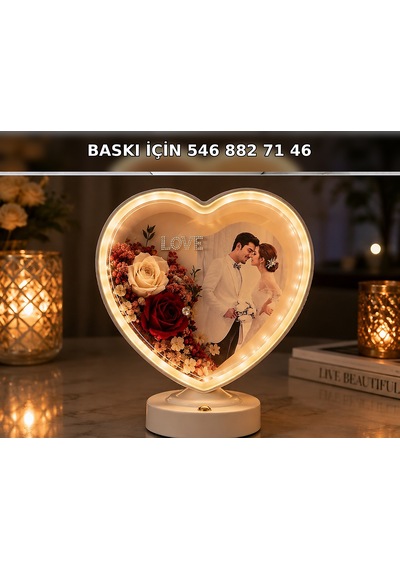 Kişiselleştirilmiş Kalp Tasarım Masa Üstü Çerçeve/dekoratif Obje Beyaz