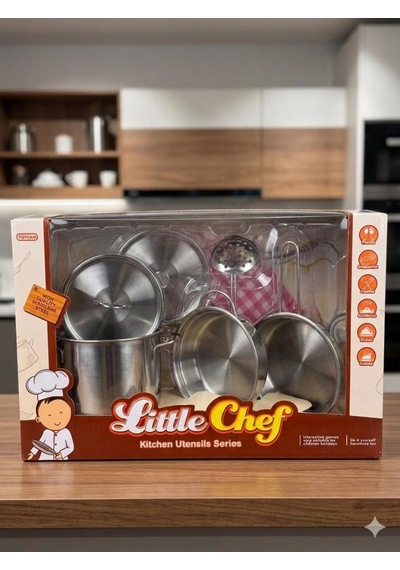 Paslanmaz Çelik 9 Parça Oyuncak Mutfak Tencereleri Ve Utensil Oyun Seti