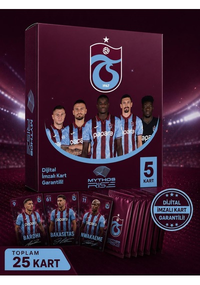 Mythos Rise Trabzonspor Futbolcu Kartları 5'li Kutu Paketi 25 Kart Dijital İmzalı Kart Garantili