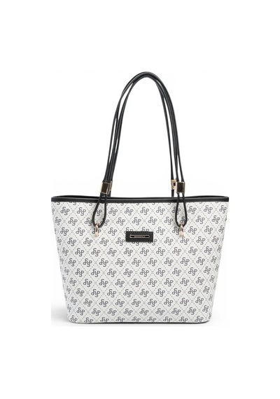 Silver & Polo Silver Polo Beyaz - Siyah Monogram Kadın Omuz Çantası Sp1282