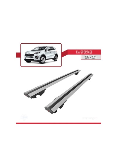 Kia Sportage Ql 2016-2021 Arası İle Uyumlu Hook Model Anahtar Kilitli Ara Atkı Tavan Barı Gri