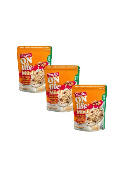 Yayla Onlife Yer Fıstıklı Karamel Parçacıklı Ve Hurmalı Müsli 350 G X3
