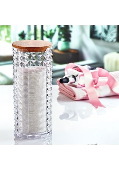 Diamond Ahşap Kapaklı 3'lü Organizer Set, Diamond Model Modern Pamukluk Düzenleyici Şık 3'lü Pa