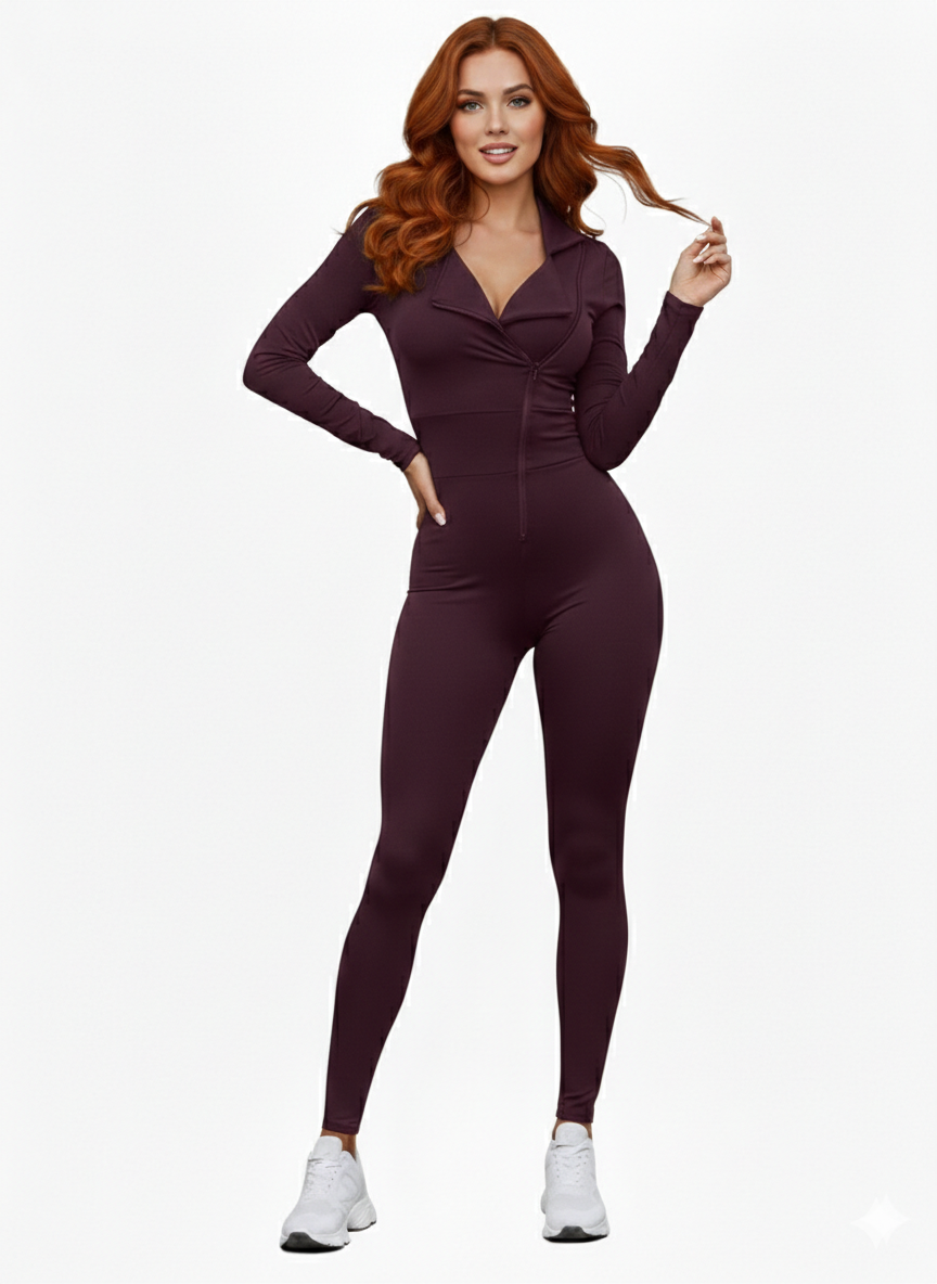 Lismina Shadow Fit Spor Tayt Tulum Mürdüm