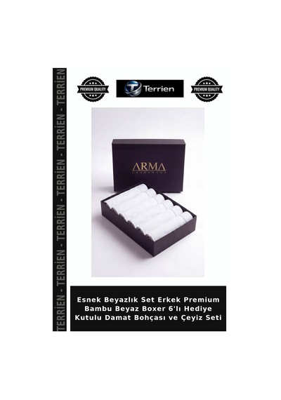 Terrien Esnek Beyazlık Set Erkek Premium Bambu Beyaz Boxer 6'lı Hediye Kutulu Damat Bohçası Ve Çeyiz Seti Beyaz-6