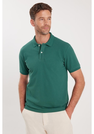 Tudors Erkek Slim Fit Dar Kesim Pamuklu Yumuşak Dokulu Serin Tutan Kumaş Düz Pike Yeşil Polo Yaka Tişört-33700 Yeşil