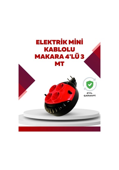 Ceylan Adam Kırmızı Renk 3 Metre 4 Lü Kablolu Priz Makarası Standart