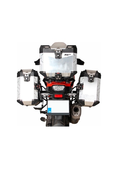 GP Kompozit Universal 37+40+40 lt Alüminyum Motosiklet Çanta Seti Gri