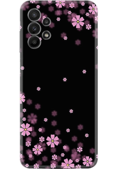 Samsung Uyumlu Galaxy A23 Kilif Resimli Silikon Black Flowers 1391 537534518