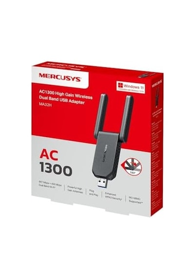 Ma32h, Ac1300 Mbps, Çift Bant, Usb 3.0, Yüksek Çekim Güçlü Wi-fi 5 Usb Adaptör
