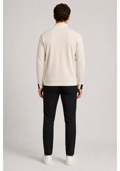Alexandergardi Cep Detaylı Fermuarlı Dik Yaka Sweatshirt Taş