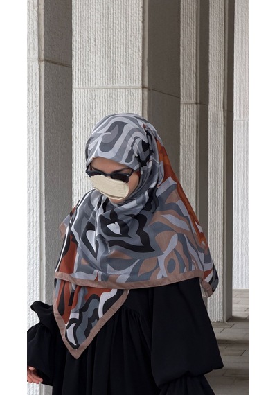 Qalortex Scarf Pamuklu Soft Mihrâ Desen Eşarp-taba