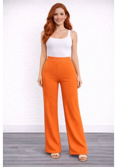 Neden Tekstil Beli Lastikli Bol Paça Polyester Pantolon - Turuncu