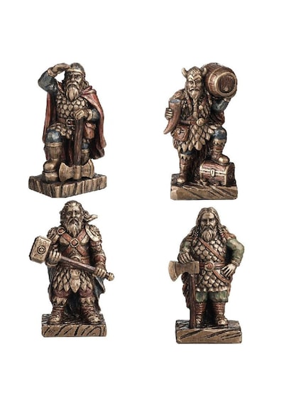 Wıse 4 Lü Viking Savaşçıları Dekoratif Obje Seti Poliresin Koleksiyon Figürleri -