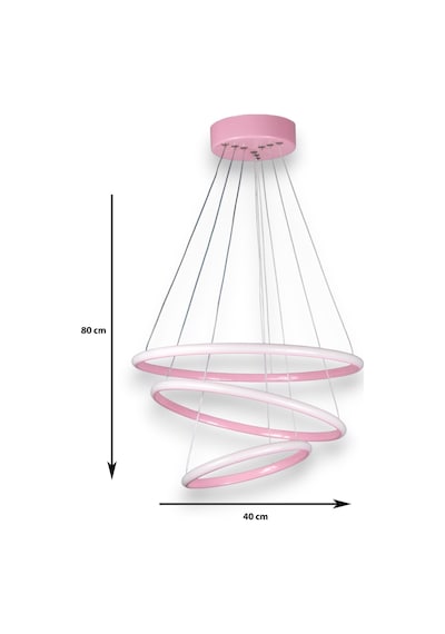 Rings Modern Tasarım Pembe Renk - Yatak Odası - Salon -çocuk Odası - Mutfak Beyaz Led 3 Lü Avize Pembe
