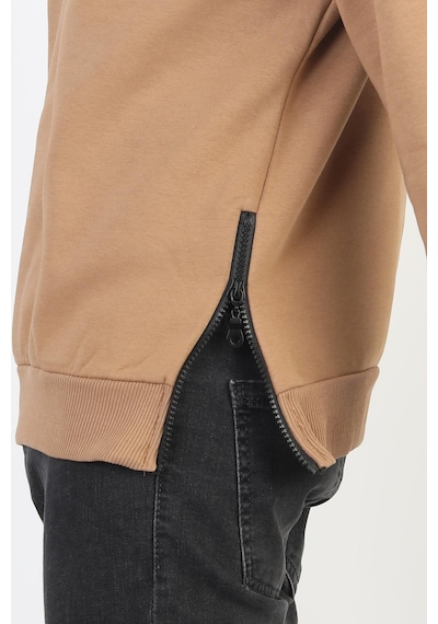 Bisiklet Yaka Baskı Detaylı Erkek Çocuk Sweatshirt-90907 Kahverengi