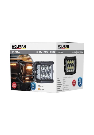 Led Kaput Üstü Off-road Lambası 6 Led Beyaz 6 Led Sarı Çakar Fonksiyonlu 10/30v E-belgeli 36w 31904