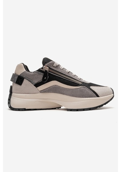 Luvishoes Rocca Buz Siyah Fermuar Detaylı Kadın Sneaker Buz Mavi - Siyah