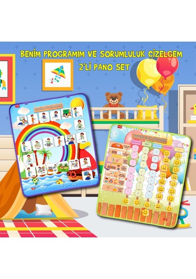 2 Set - 46 Parça Tox Benim Programım ve Sorumluluk Çizelgem Keçe