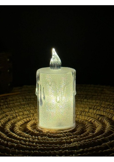 Lapidaria Titreyen Alevli Kristal Erimiş Led Mum 3'lü Hareket Alevli Eriyen Yapay Mum Pilli Led, Sarı, Mum1002