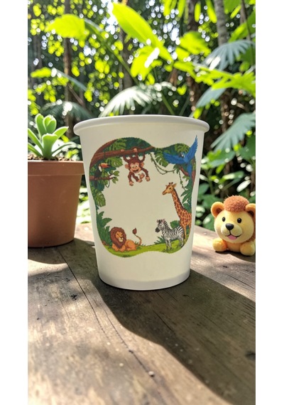 Hayvan-orman-amazon-zoo Doğumgünü Parti Temalı Tek Kullanımlık 7 Oz 100 Adet Karton Bardak