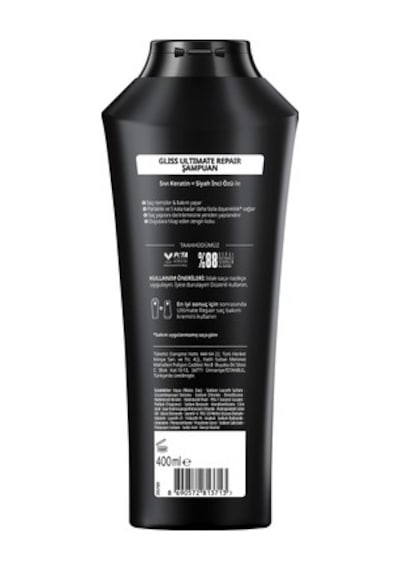 Gliss Ultimate Repair Keratin İçeren Derinlemesine Güçlendirici Şampuan 400 Ml Yıpranmış Kuru Normal