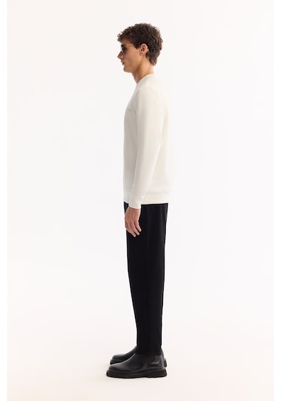 Avva Erkek Ekru Bisiklet Yaka Pamuklu Bi-stretch Baskılı Regular Fit Sweatshirt A52y1325