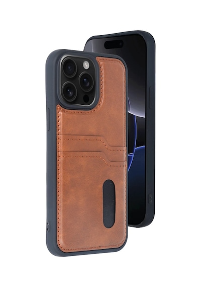 Gld-spt- Newface Apple Uyumlu iPhone 14 Pro Max Kılıf Sara Kartvizitli Deri Kılıf - Taba