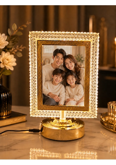 Kişiye Özel Fotoğraflı Kristal Dikdörtgen Çerçeveli Led Masa Lambası-gold Tabanlı 13x18 Cm Dekoratif Hediye Kişiye Özel Fotoğraflı Kristal Dikdörtgen Çerçeveli Led Masa Lambası-gold Tabanlı 13x18 Cm Dekoratif Hediye