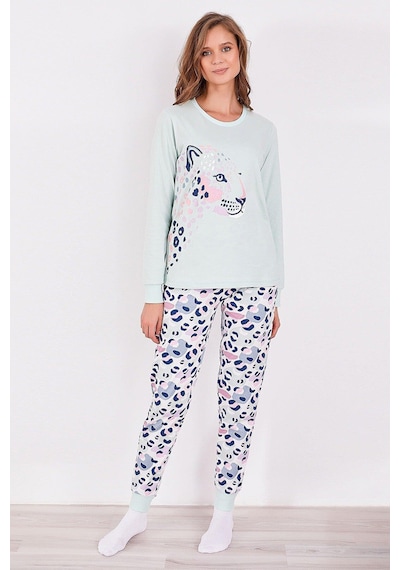 Rolypoly Roly Poly 2960 Leopard Kadın Uzun Kol Pijama Takım Nil