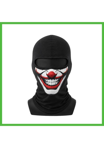 Vaveni Unisex Palyaço Baskılı Balaklava Maske 1 Adet Tek Beden Viskoz Kask İçi Outdoor Motosiklet Maskesi Renk: Siyah Beden: Standart Arz