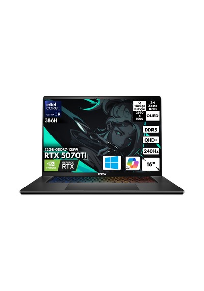 MSI Stealth 16 AI+ B3WH-011TRHMF12 Ultra 9 386H 40 GB 4 TB SSD RTX5070Ti 16" W11H Dizüstü Bilgisayar