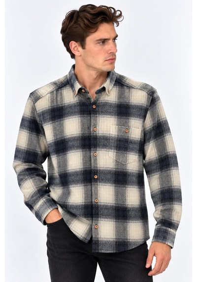 Classics Men Regular Fit Erkek Kışlık Hakiki Oduncu Gömleği Açık Mavi