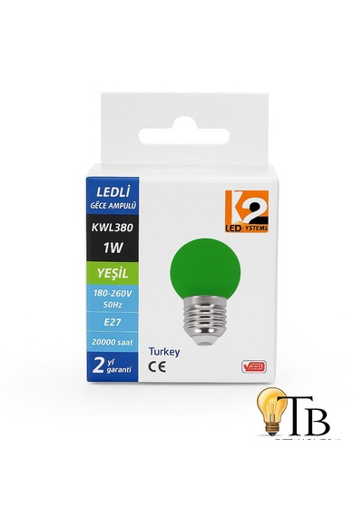 K2 Ledsystems 1w Yeşil Led Gece Ampul Açık Yeşil
