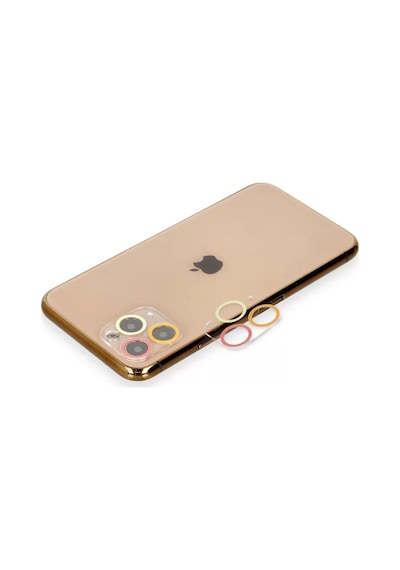 Newface Apple  Uyumlu  iPhone 11 Pro Renkli Kamera Lens Koruma Cam - Turuncu-kırmızı,