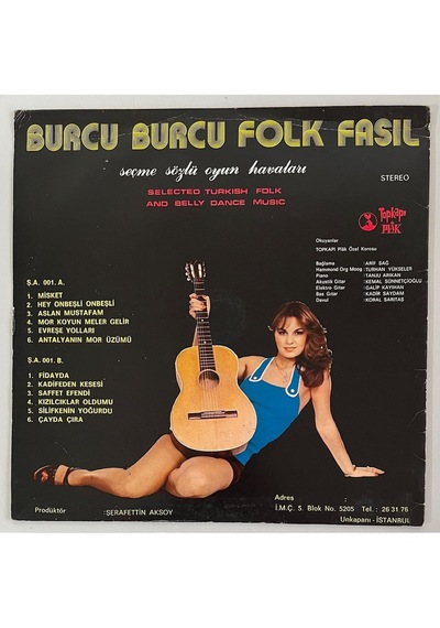 Burcu Burcu Folk Fasıl Seçme Sözlü Oyun Havaları Lp Plak Dönem Baskı Plak