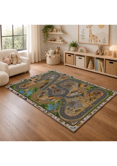 Kartela Halı İnşaat Alanı Kaymaz Taban Çocuk Oyun Halısı - 60 x 90 CM