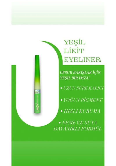 Mov Likit Eyeliner Yeşil 3,5 G Parlak Kalem, Suya & Tere Dayanıklı Yeşil