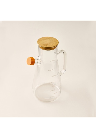 Bambu Kapaklı Cam Yağlık - Şeffaf - 900 Ml Çok Renkli