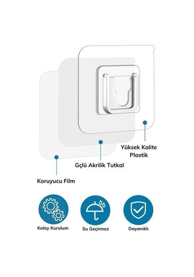 Eşya Sabitleme Askısı 10 Çift Şeffaf Çift Taraflı Yapışkanlı Geçmeli Klips Belirtilmemiş Beyaz Cn Diğer