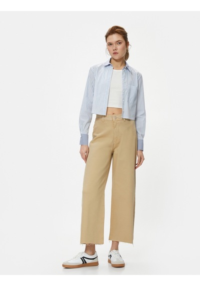 Koton Geniş Kısa Paça Kot Pantolon Yüksek Bel - Sandra Jeans Bej 4sal40007mw 4SAL40007MW055 Ekru Koton Geniş Kısa Paça Kot Pantolon Yüksek Bel - Sandra Jeans Bej 4sal40007mw 4SAL40007MW055 Ekru