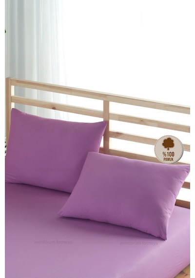 Formeya Ranforce %100 Pamuk Yastık Kılıfı 2 Adet 50X70 Kapaklı Lila
