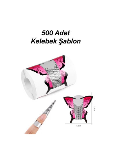 Kelebek Şablon Protez Tırnak Uzatma Şablon Jel Alt Form Şablonu 500adetkelebek