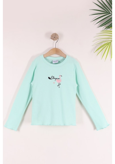 Monox 5-12 Yaş Kız Çocuk Fitilli Nakışlı 3 Lü Sweatshirt Takım Lila Mint Nar