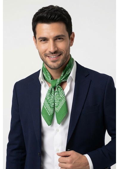 Mollycrush Unisex Yeşil Şal Desenli Fular Günlük Saç Aksesuarı, Boyunluk Ve Outdoor Bandana Yeşil
