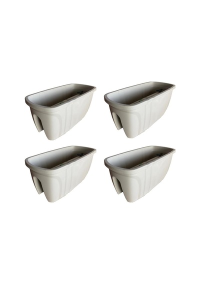 Sy-5710 Opal Balkon Küpeşte Saksı 15 Litre Kirli Beyaz 4 Adet