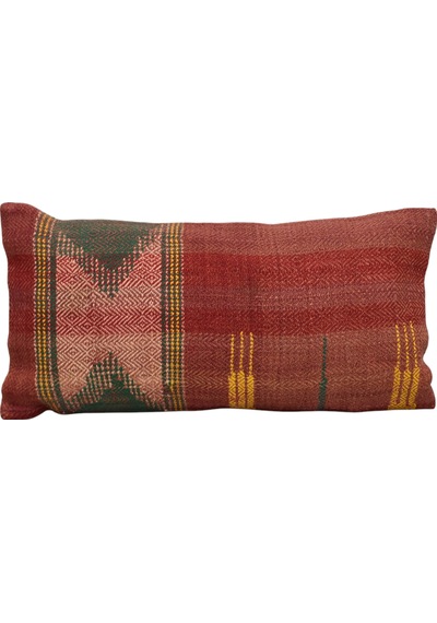 Zehra Abla Halı Yeni El Dokuma Dekoratif Lumbar Kilim Kırlent Yastık Kılıfı 6871 Çok Renkli