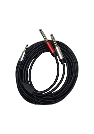 5 Metre 3.5 Mm To 2 X 6.35 Mm Ses Kablosu - Aux To Çivi Jak Mikser Ve Amfi Bağlantı Kablosu